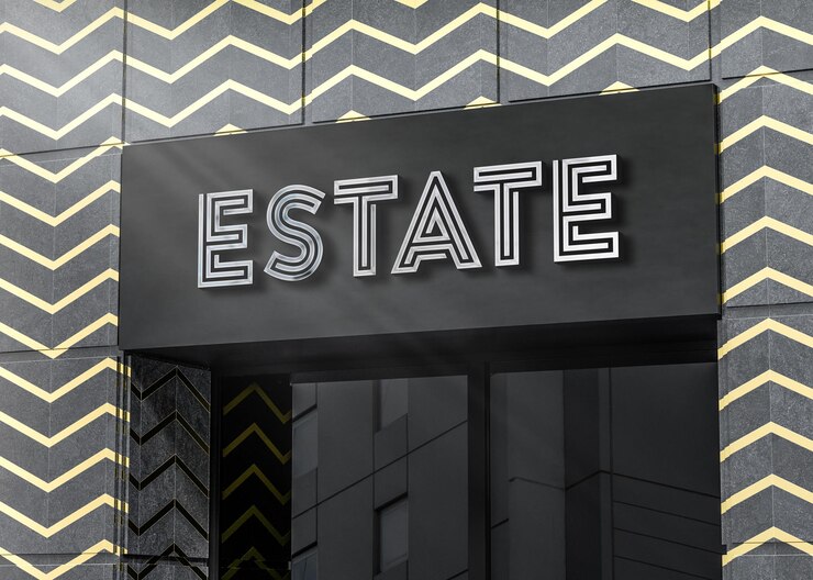 PSD 3d logo mockup su marmo nero piastrella edificio per uffici 3d rendering