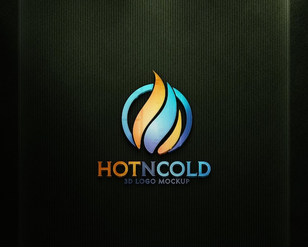 3D-Logo-Mockup-Vorlage und schwarze Wand 3D-Textur