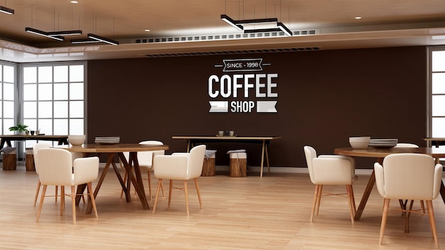 3d-logo-modell im restaurantraum des büros