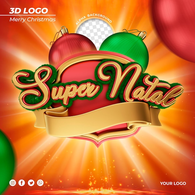 3d logo natal para composição selo natal no brasil