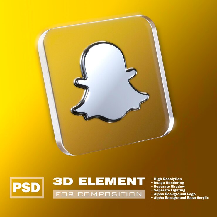 PSD 3d-logo-render-element psd-snapchat