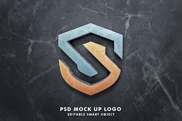 3d logotipo realista simulado com textura de pedra psd premium