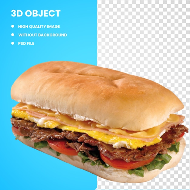 3d Lomito Lombo de Porco presunto churrasco SANDWICH DE POLLO