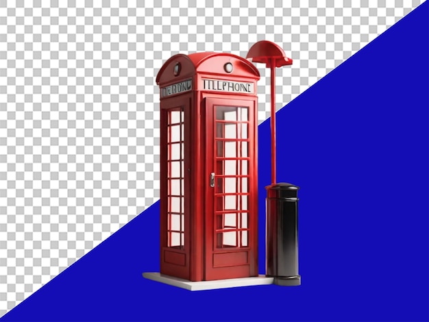 3d london telephone booth em fundo transparente