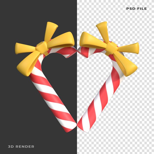 3d love candy cane ribbon auf transparentem hintergrund gerendert