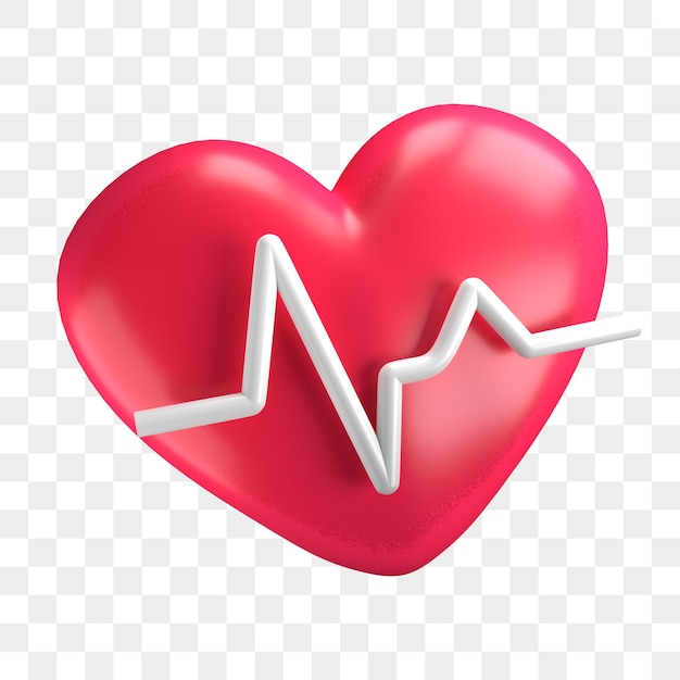 PSD 3d love heart rate cardiograph psd fondo transparente psd premium