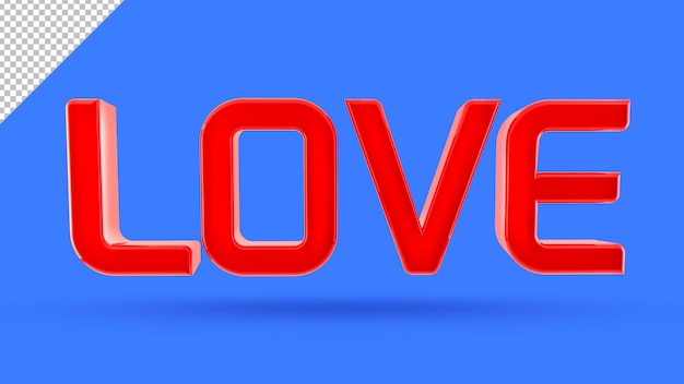 3D Love Isolated Text Vollständig bearbeitbare PSD mit süßem Herz für romantische Liebe und Valentinstag