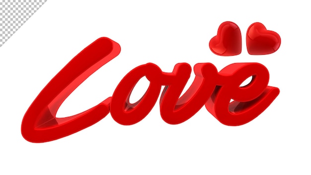 3d love texto aislado psd totalmente editable con lindo corazón para el amor romántico y el día de san valentín