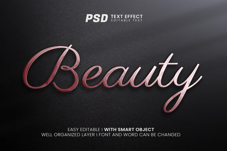 3D-Luxus-Schönheit bearbeitbare Texteffekt-Modellvorlage Premium Psd