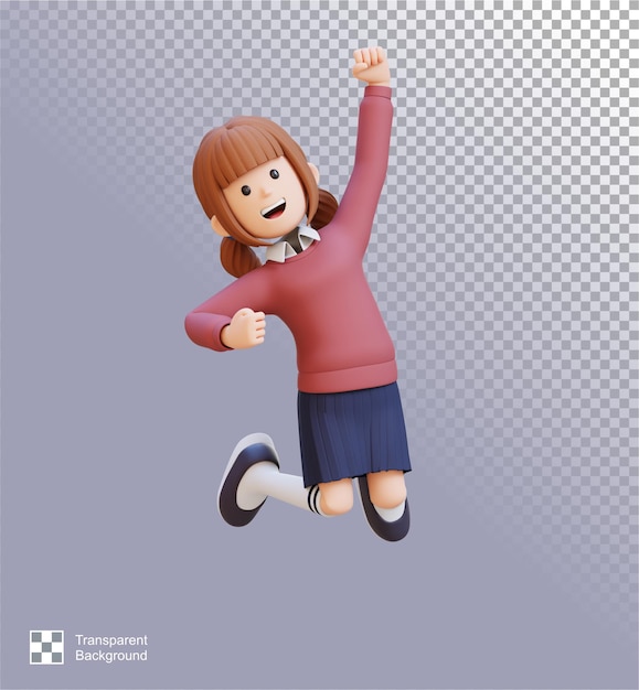 3D-Mädchenfigur im Happy Jumping