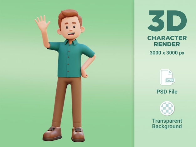 3D männlicher Charakter winken