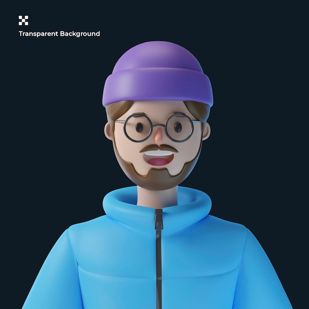 PSD 3d-männlicher zeichentrickfigur-avatar
