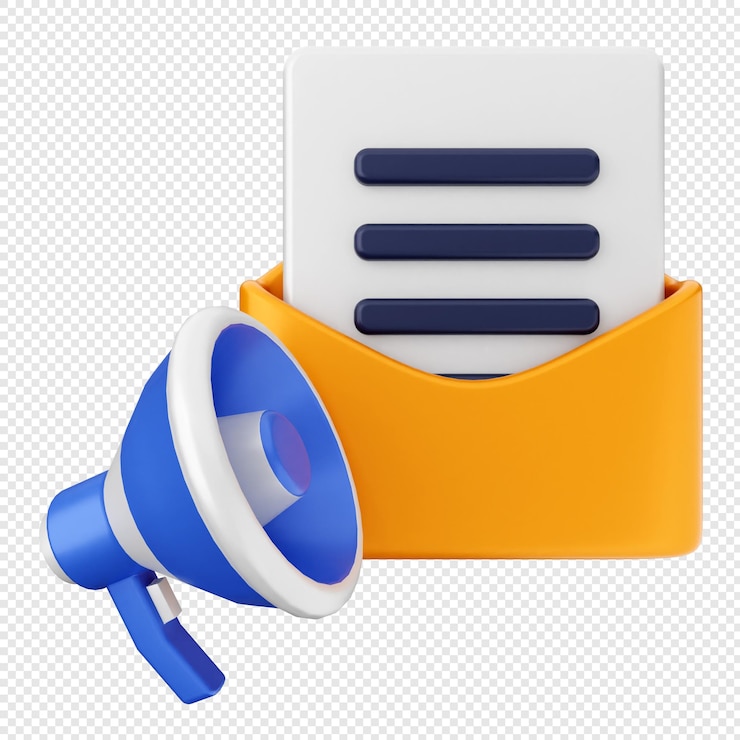 PSD 3d mail mensagem de e-mail promoção de vendas de megafone