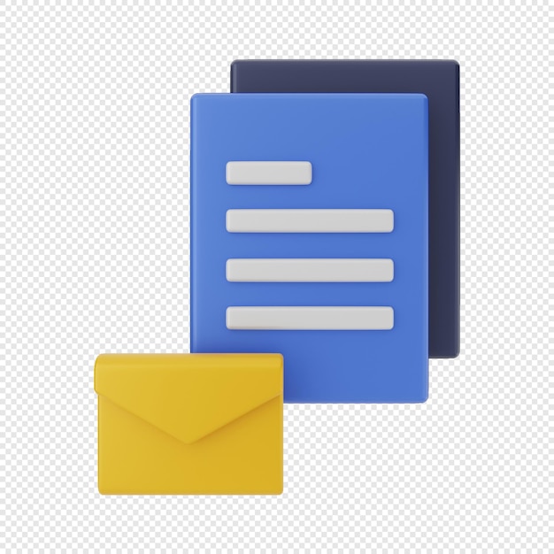 3d mail message envelope icon with file attachment