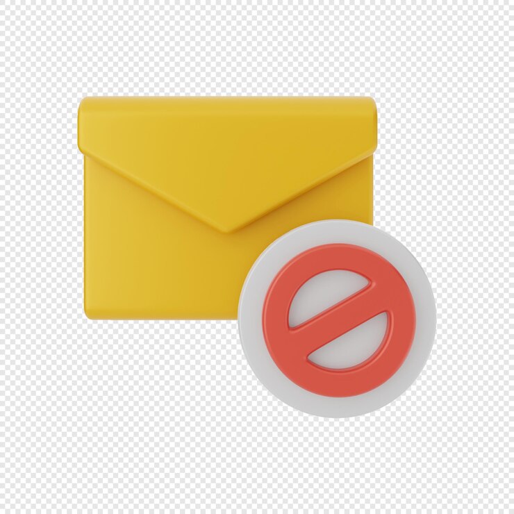 PSD 3d mail message envelope icon with forbidden