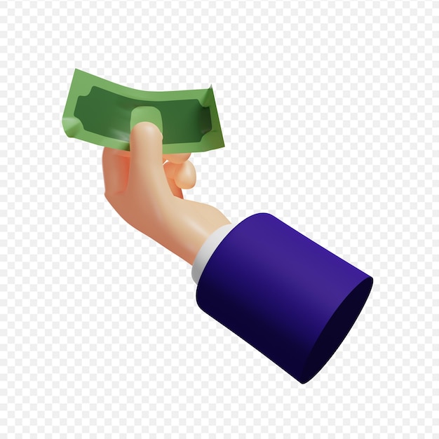 3d, Main, Tenue, Billet Banque, Isolé, 3d, Illustration