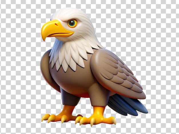 3d majestic eagle steht auf durchsichtigem hintergrund