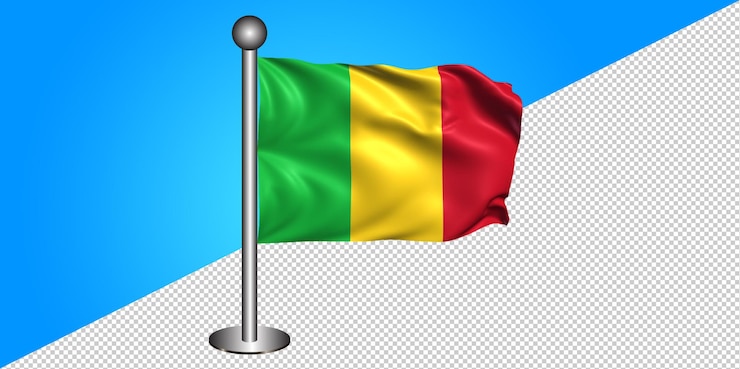 PSD 3d mali drapeau icône - badge png - fond transparent