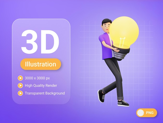 3d mann mit kreativer idee