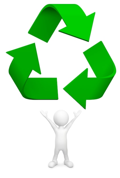 3d mann mit recycling-symbol