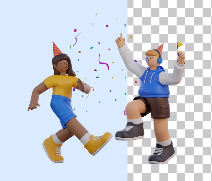 3D-Mann und Frauen tanzen