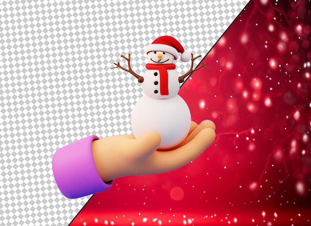 PSD 3d mano con adornos de navidad