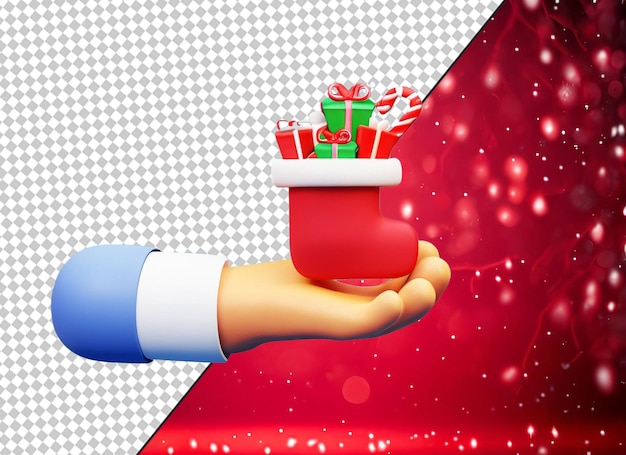 PSD 3d mano con adornos de navidad