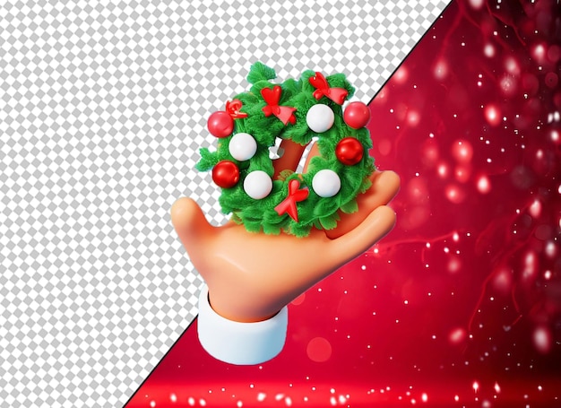 PSD 3d mano con adornos de navidad