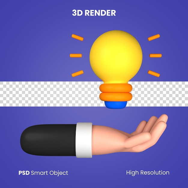 3d mano dar lámpara idea render aislado