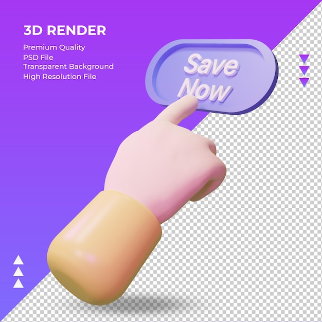 PSD 3d mano guardar ahora renderizado vista derecha