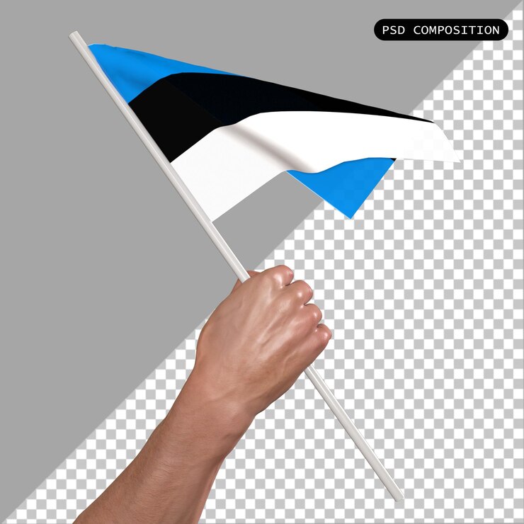 PSD 3d de la mano del país de la bandera de estonia ilustración de renderización 3d aislada