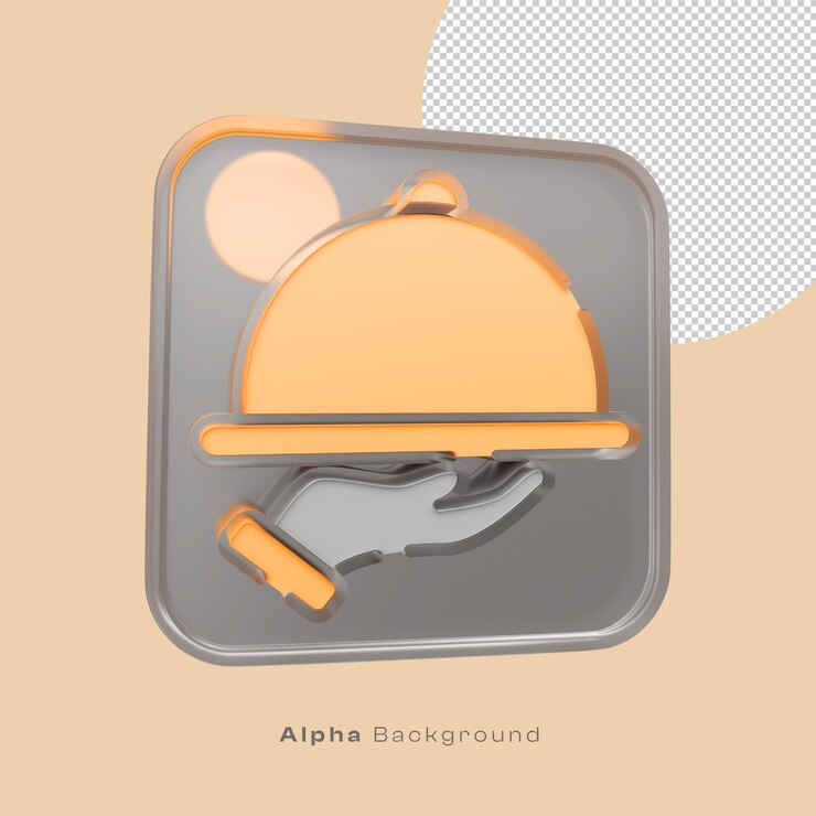 PSD 3d mano sosteniendo un icono de bandeja icono de alimentos y bebidas con fondo alfa