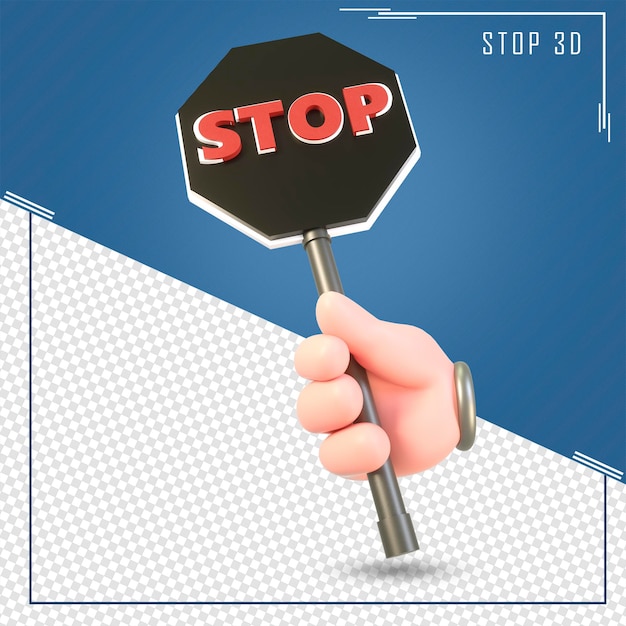 3d mano sosteniendo la señal de stop