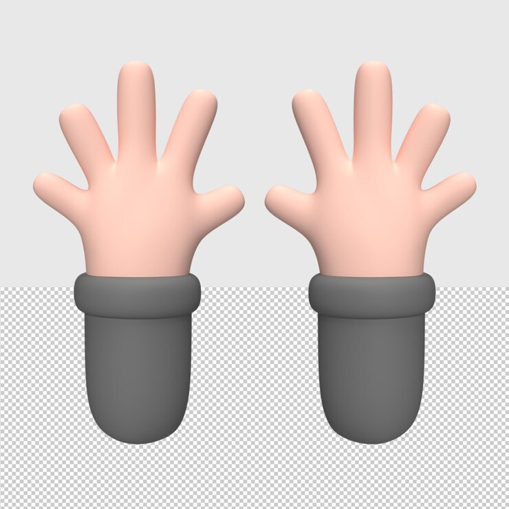 PSD 3d mão direita e ilustração de objeto renderizado à esquerda