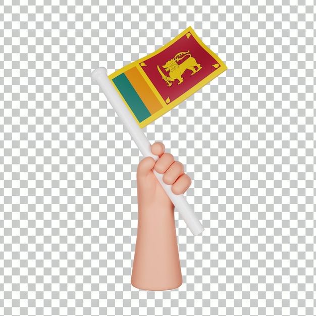 3D mão segurando uma bandeira do Sri Lanka