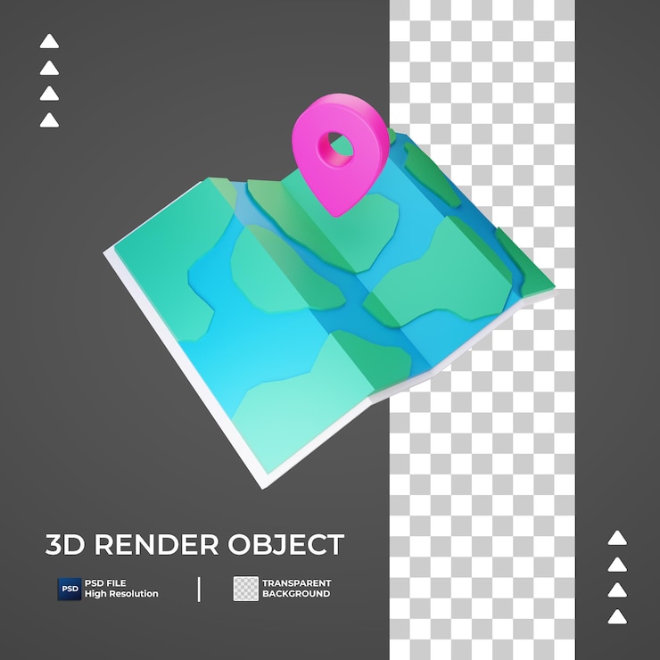 PSD 3d map location icon