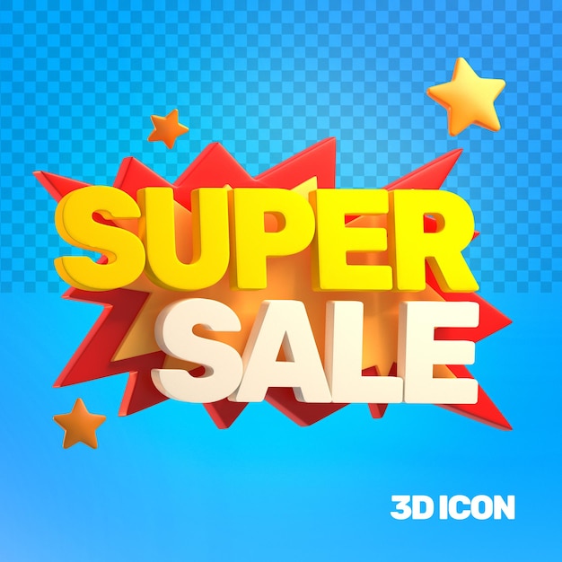 3D-Marketing-Super-Sale-Seitentextsymbol