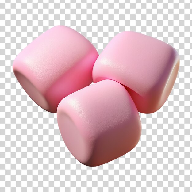 PSD 3d marshmallows rosa voadores isolados em fundo transparente