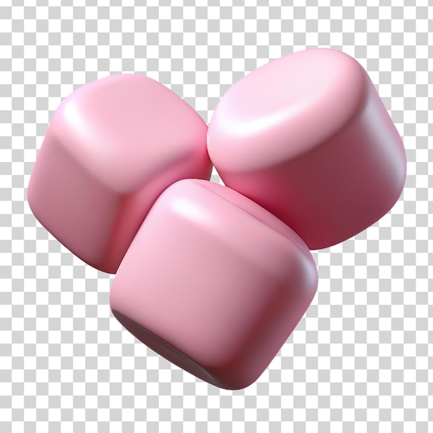 PSD 3d marshmallows roses volants isolés sur un fond transparent