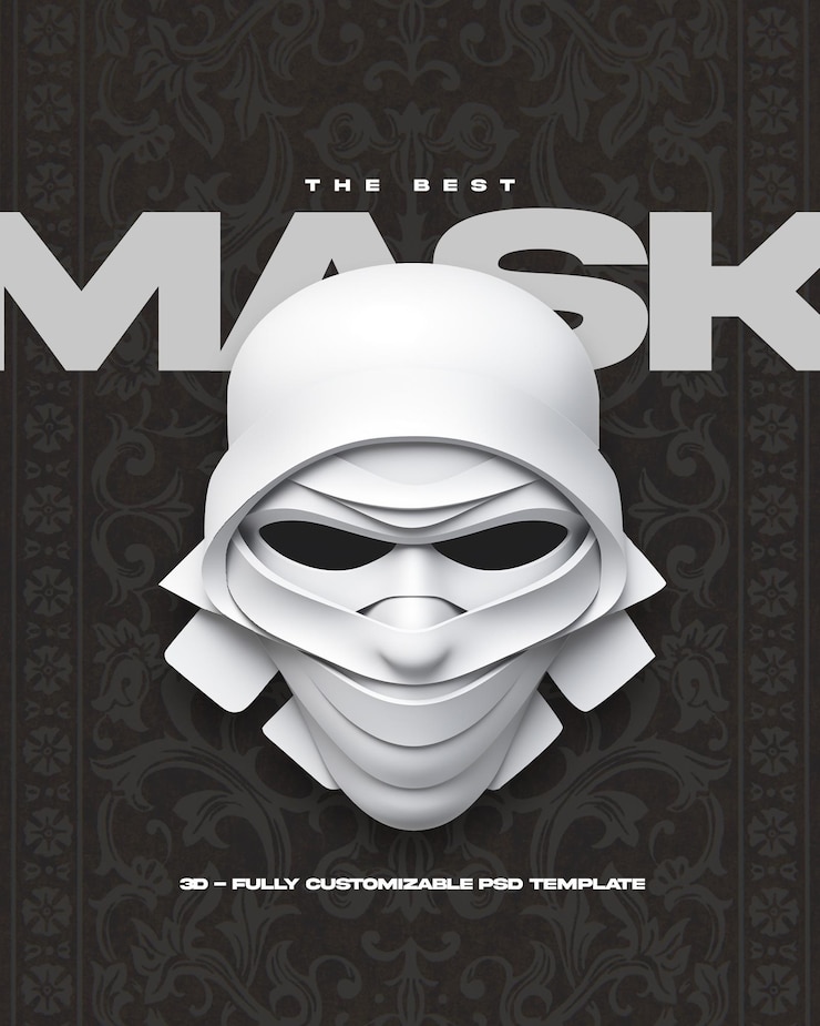 PSD 3d mask diseñado por ninja mexicano3d cara deportiva logogaming egaming