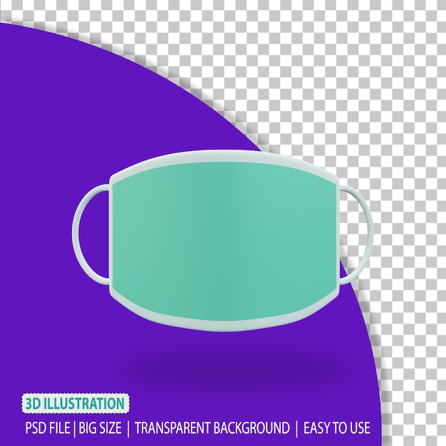 3d-maskendarstellung medizinischer illustration mit transparentem hintergrund