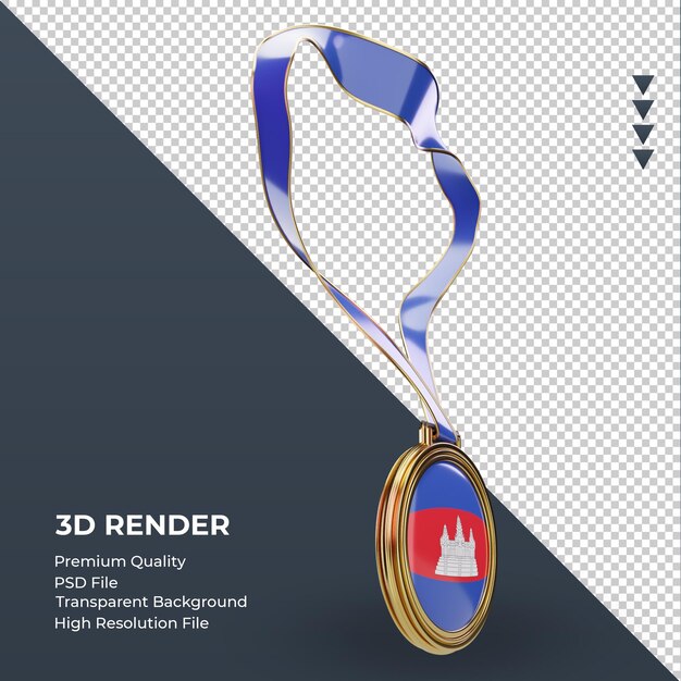 3d-medaille kambodscha flagge rendering linke ansicht