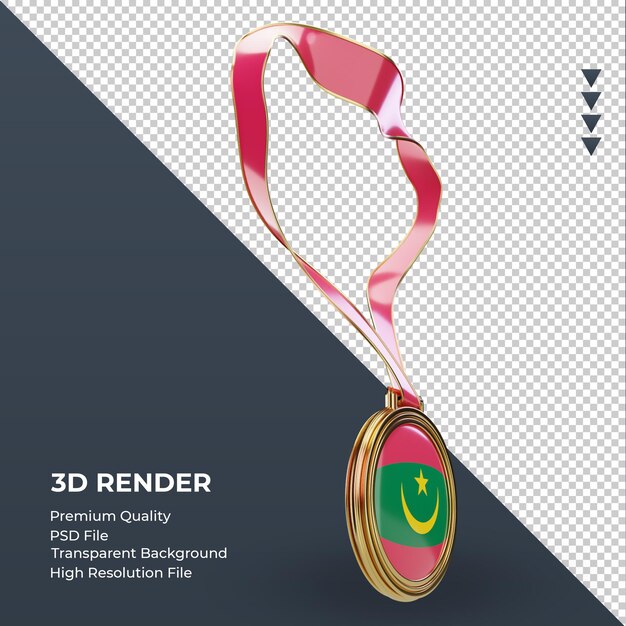 3d-medaille mauretanien flagge rendering linke ansicht