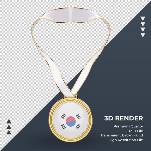 3d-medaille südkorea flagge rendering vorderansicht