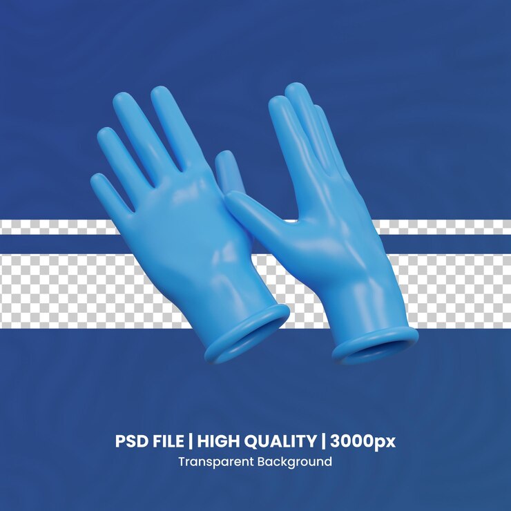 PSD 3d medical gloves icon illustration transparent background health and medical 3d set