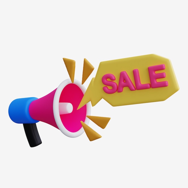 3D Megaphone Sale Icon for Promotions and Marketing Campaigns