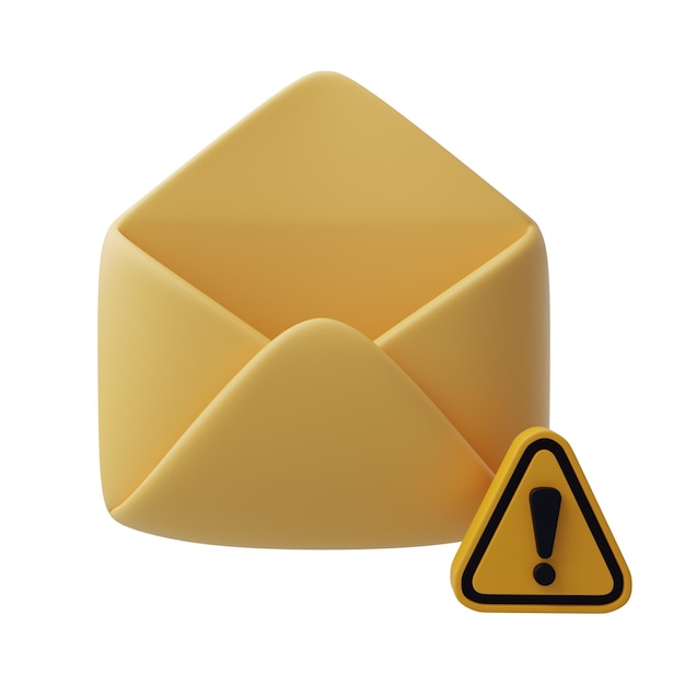 3D del mensaje de correo no deseado Alerta con peligro