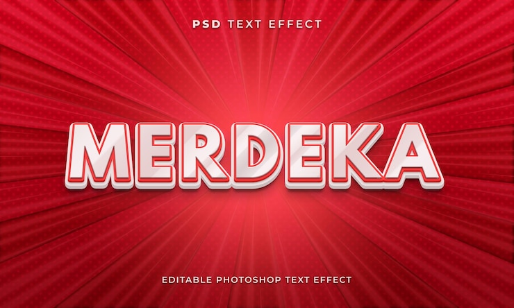 PSD 3d merdeka text effect template
