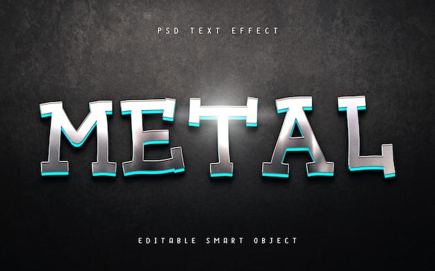 3d metal glow text effect mockup psd template title design
