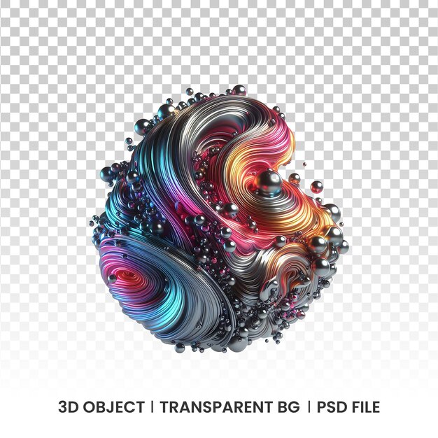 PSD 3d metallic iridescent fluid abstract holographic shape